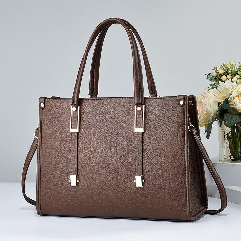 American Retro Style PU Zipper Tote Bag for Women