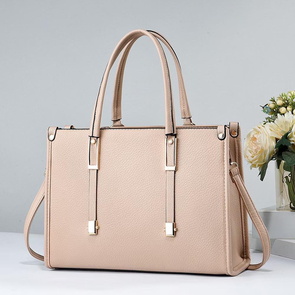 American Retro Style PU Zipper Tote Bag for Women